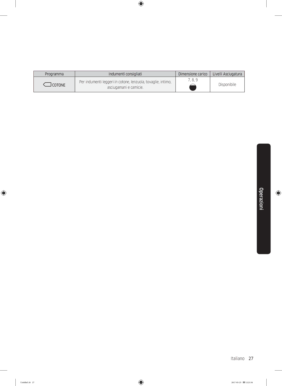 Samsung DV90M8204AW/ET manual Italiano 27  